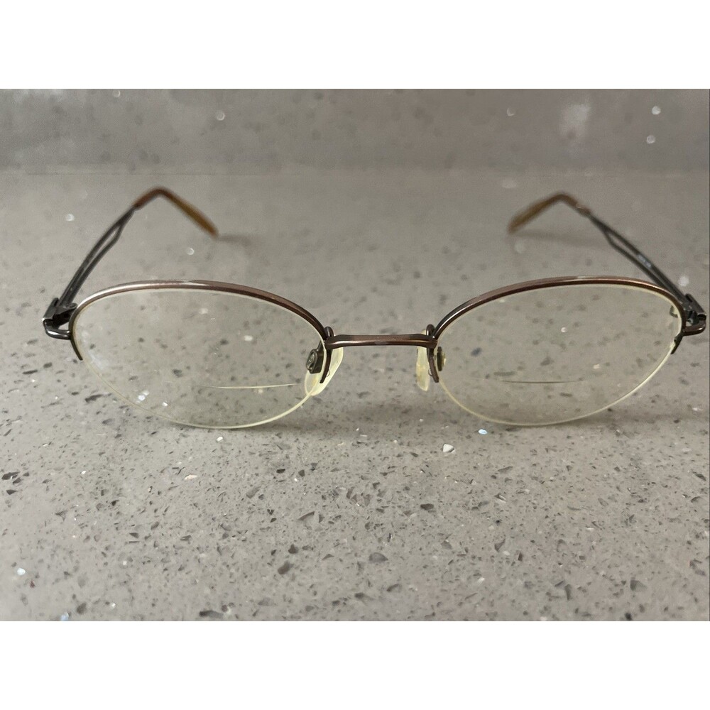 Esprit Eyeglasses FRAMES ONLY 9092 Brown Metal 48-20-135 Half Rim oval
